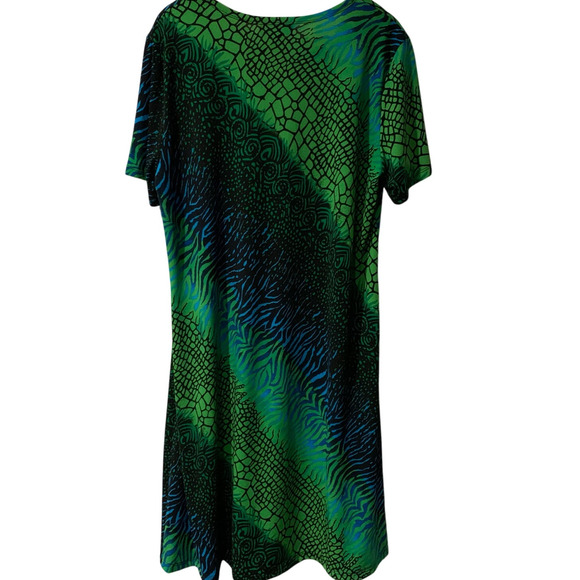 Serengeti Dress Womens Size X-Large Liquid Knit Blue Green Tropical Kawaii Midi - Picture 3 of 6